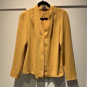 Aritzia Babaton Mustard Long Sleeve Power Blouse